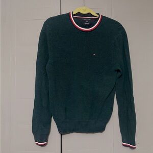 Tommy Hilfiger Dark Teal Ribbed Knit Geneva Crew Neck Men's Pullover Sweater